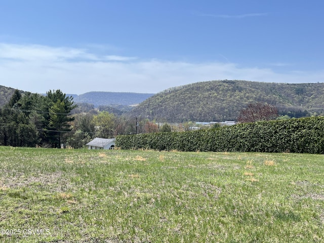 view of mountain feature with a rural view