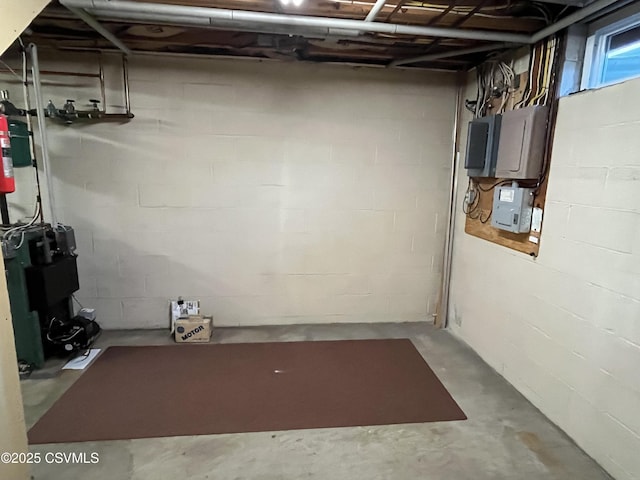unfinished below grade area with concrete block wall