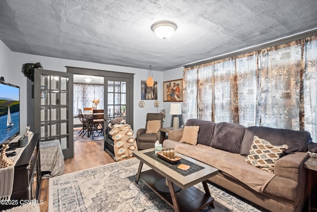 living room with wood finished floors