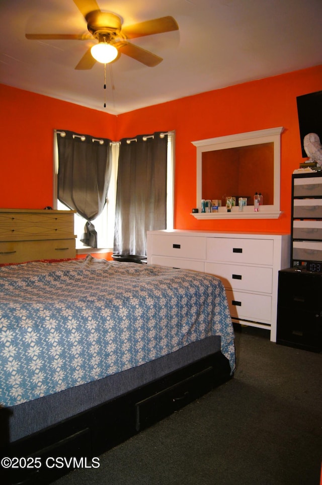 705 N 7th St, Sunbury, PA 17801 - bedroom with dark colored carpet and a ceiling fan