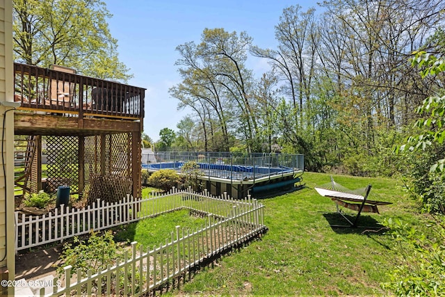 31 Holly Ct, Danville, PA 17821 - view of yard with a wooden deck, a fenced in pool, and fence