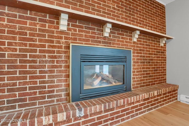 92 Valley View Rd, Lewisburg, PA 17837 - interior details featuring wood finished floors and a brick fireplace