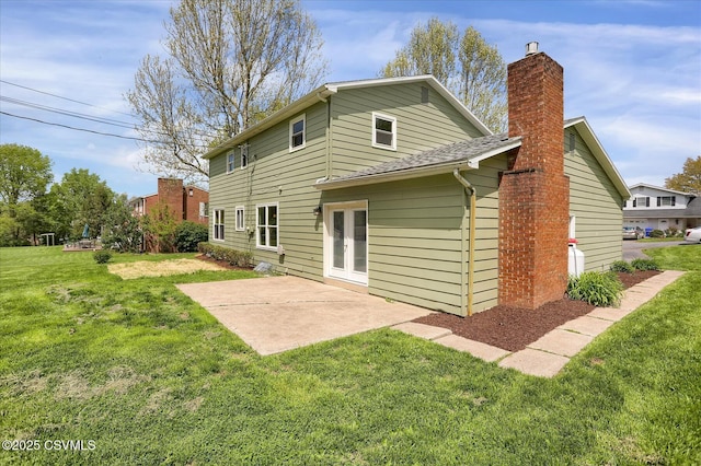 92 Valley View Rd, Lewisburg, PA 17837 - rear view of house with a yard, a patio area, and a chimney