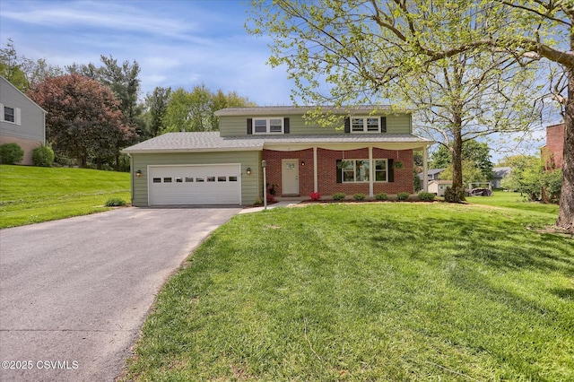 92 Valley View Rd, Lewisburg, PA 17837 - traditional-style house featuring a garage, a front lawn, brick siding, and driveway
