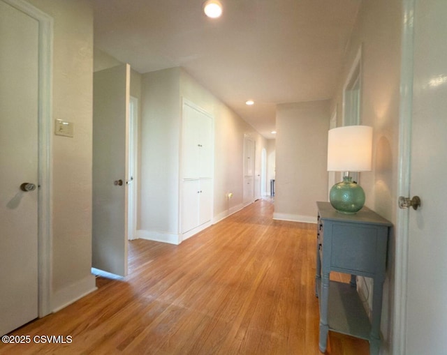 735 E 3rd St, Bloomsburg, PA 17815 - corridor with light wood-style flooring, baseboards, and recessed lighting