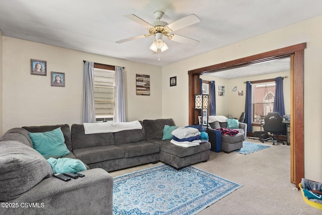 276 3rd St, New Columbia, PA 17856 - living room with carpet flooring and ceiling fan
