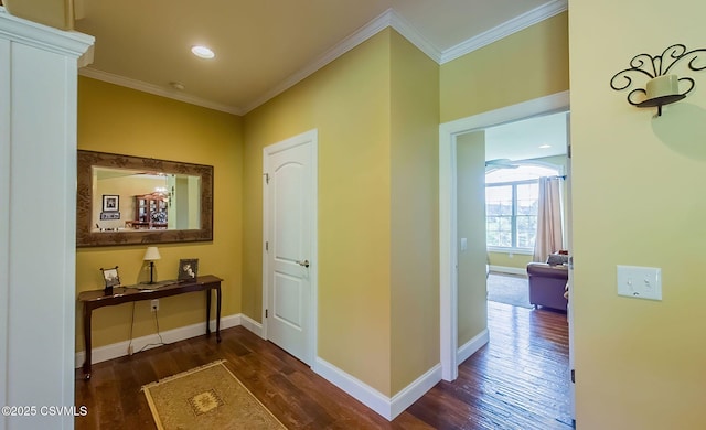 357 Lick Run Rd, Bloomsburg, PA 17815 - corridor with wood finished floors, ornamental molding, baseboards, and recessed lighting
