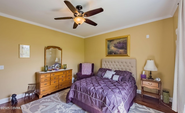 357 Lick Run Rd, Bloomsburg, PA 17815 - bedroom featuring ornamental molding, baseboards, wood finished floors, and ceiling fan