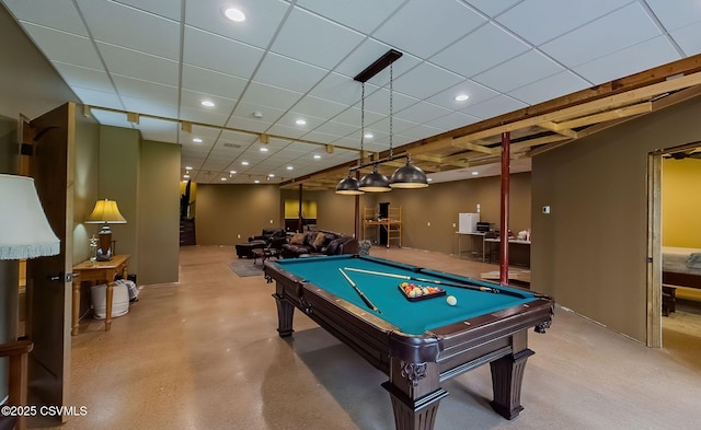 357 Lick Run Rd, Bloomsburg, PA 17815 - recreation room with pool table, a drop ceiling, and recessed lighting