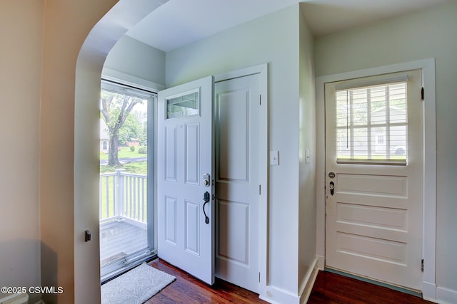 120 Geise St, Sunbury, PA 17801 - entryway with dark wood-type flooring and arched walkways