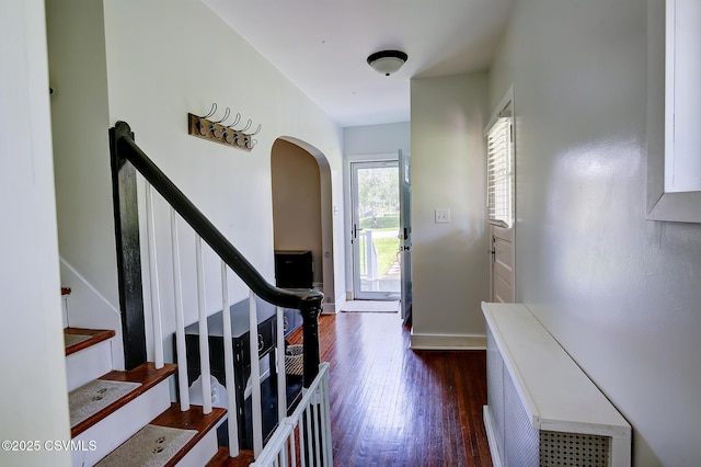 120 Geise St, Sunbury, PA 17801 - foyer with wood finished floors, arched walkways, baseboards, and stairs