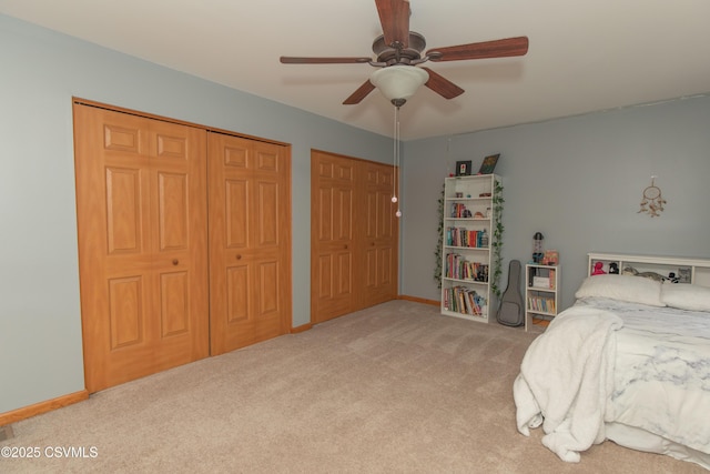 bedroom featuring carpet floors and ceiling fan