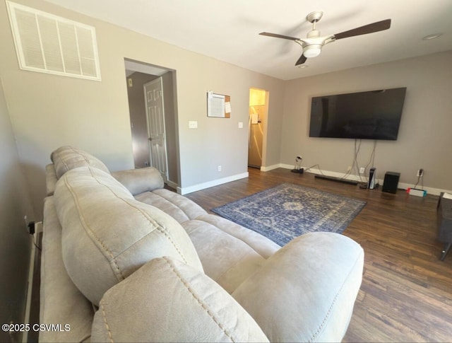172 Ivy Ln, Danville, PA 17821 - living area with a ceiling fan, wood finished floors, and baseboards