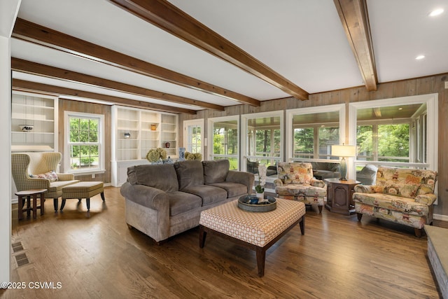 304 Hardscrabble Ln, Lewisburg, PA 17837 - living area featuring plenty of natural light, wood finished floors, and beamed ceiling