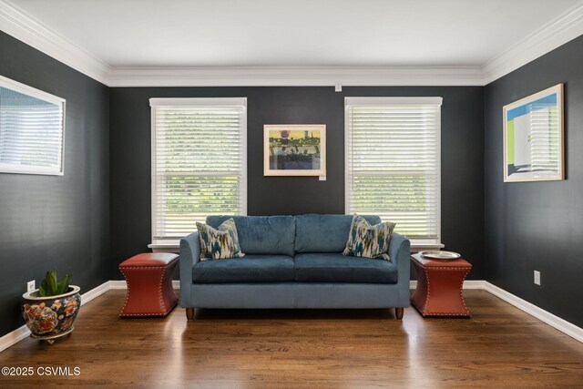 304 Hardscrabble Ln, Lewisburg, PA 17837 - living area featuring wood finished floors, healthy amount of natural light, crown molding, and baseboards