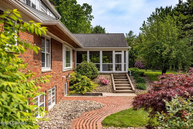 304 Hardscrabble Ln, Lewisburg, PA 17837 - entrance to property featuring roof with shingles and brick siding