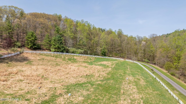 overview of rural landscape featuring a heavily wooded area