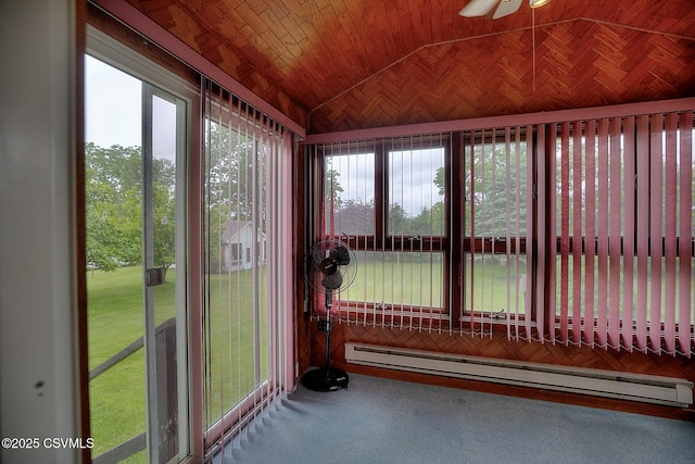 110 W 7 Th St, Mifflinville, PA 18631 - unfurnished sunroom featuring a baseboard radiator and lofted ceiling