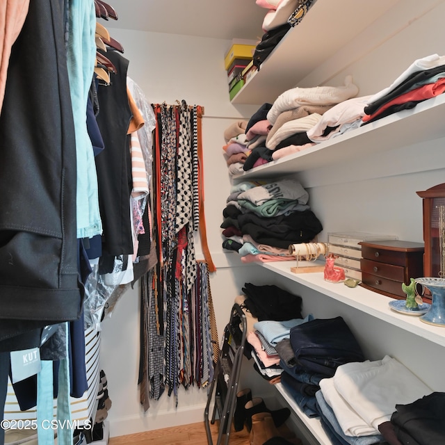 spacious closet featuring wood finished floors