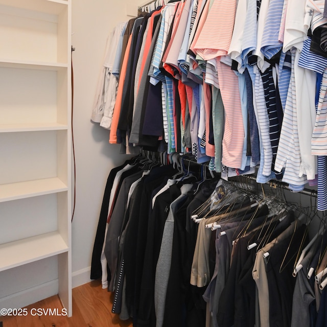 spacious closet with wood finished floors