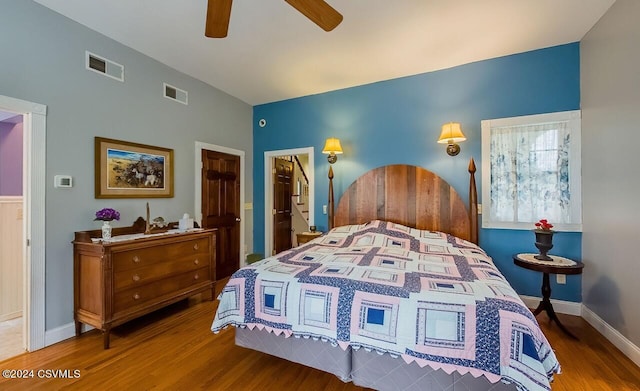 207 Klinger Hill Rd, Benton, PA 17814 - bedroom with wood finished floors, a ceiling fan, baseboards, and lofted ceiling