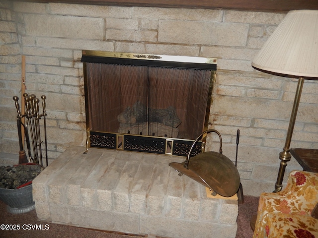 158 Apple Aly, Benton, PA 17814 - detailed view of a fireplace with raised hearth and concrete block wall