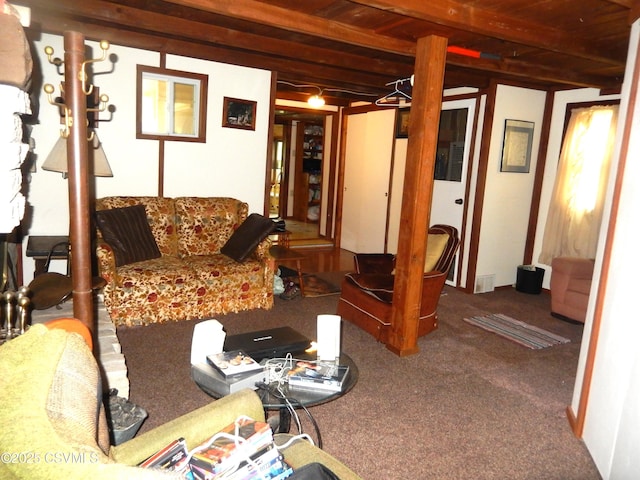158 Apple Aly, Benton, PA 17814 - living area with carpet flooring and wooden ceiling