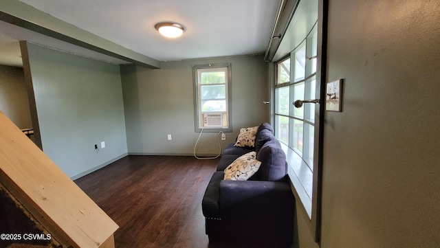4523 State Route 61, Paxinos, PA 17860 - living area with dark wood-style floors, baseboards, and cooling unit