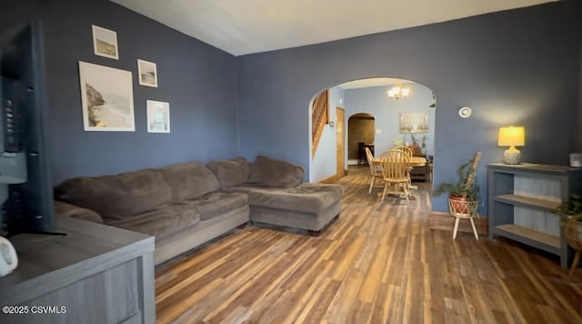 303 Melrose St, Marion Heights, PA 17832 - living area featuring arched walkways and wood finished floors