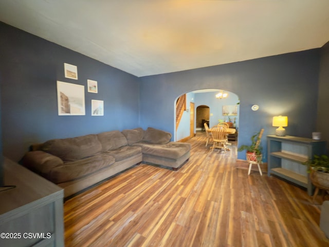 303 Melrose St, Marion Heights, PA 17832 - living area with arched walkways and wood finished floors
