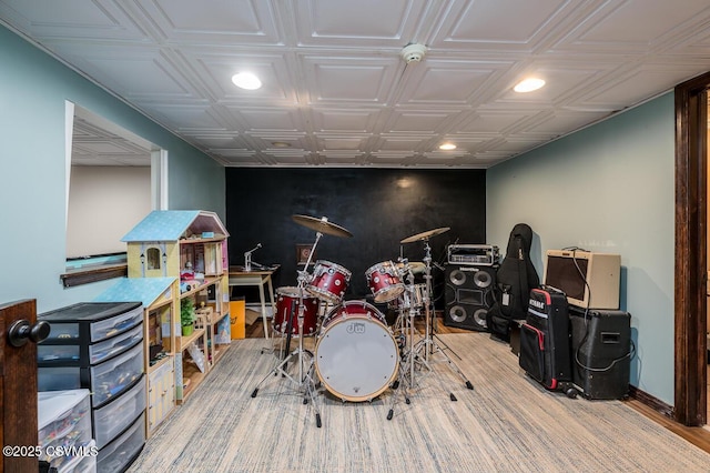 937 E 10th St, Berwick, PA 18603 - game room with recessed lighting, wood finished floors, baseboards, and an ornate ceiling