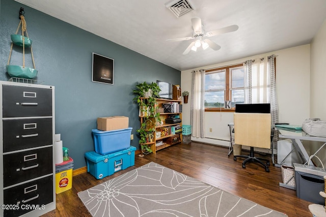 937 E 10th St, Berwick, PA 18603 - office area with wood finished floors, a ceiling fan, and baseboards
