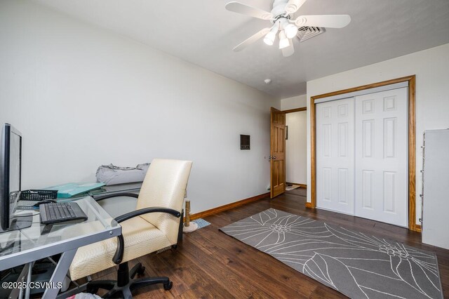 937 E 10th St, Berwick, PA 18603 - home office with wood finished floors, ceiling fan, and baseboards