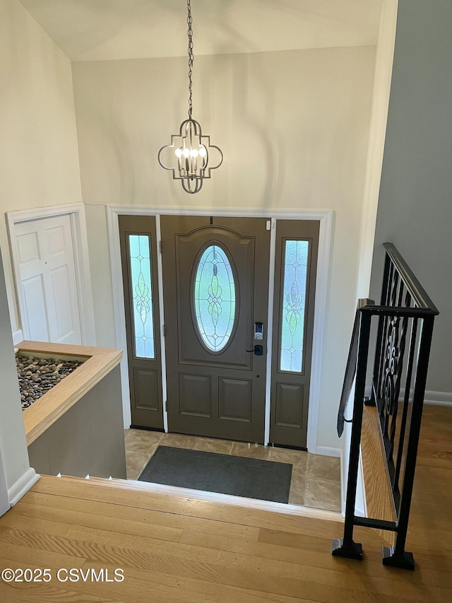 3014 Smoketown Rd, Lewisburg, PA 17837 - foyer entrance featuring a chandelier and baseboards