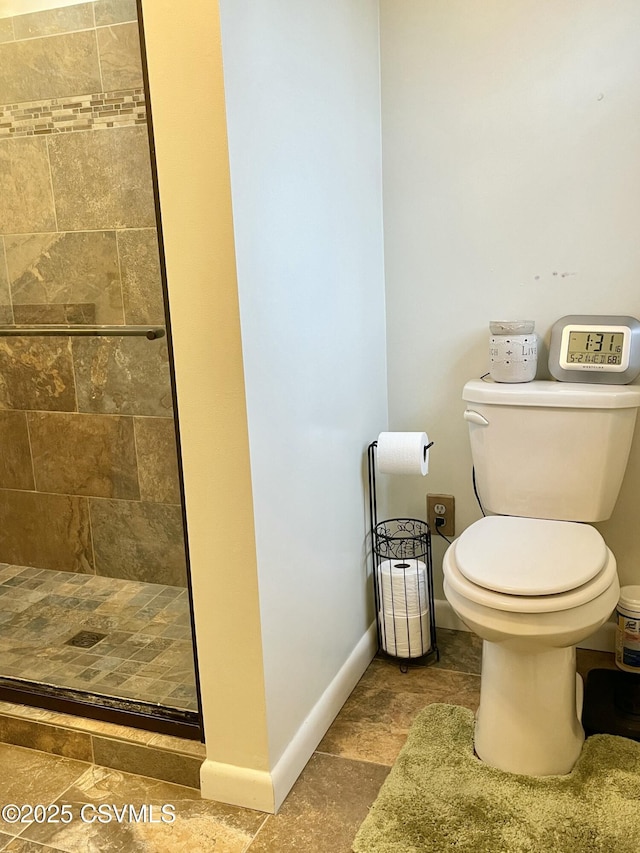 3014 Smoketown Rd, Lewisburg, PA 17837 - bathroom featuring toilet, a stall shower, and baseboards