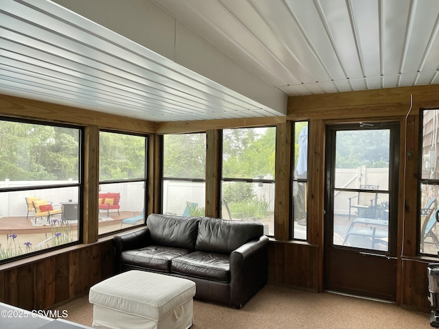 3014 Smoketown Rd, Lewisburg, PA 17837 - sunroom with wooden walls and carpet floors