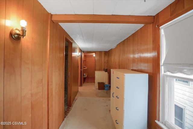 205 N Water St, Selinsgrove, PA 17870 - hallway with wood walls and beam ceiling