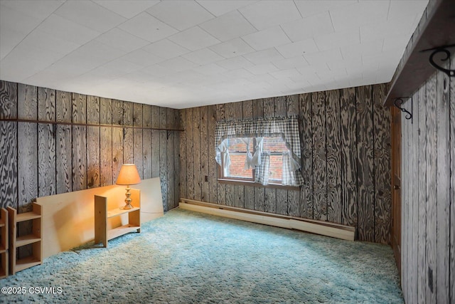 205 N Water St, Selinsgrove, PA 17870 - carpeted empty room with wooden walls and a baseboard heating unit