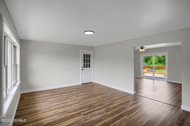 2196 Continental Blvd, Danville, PA 17821 - empty room featuring dark wood-style floors, ceiling fan, and baseboards