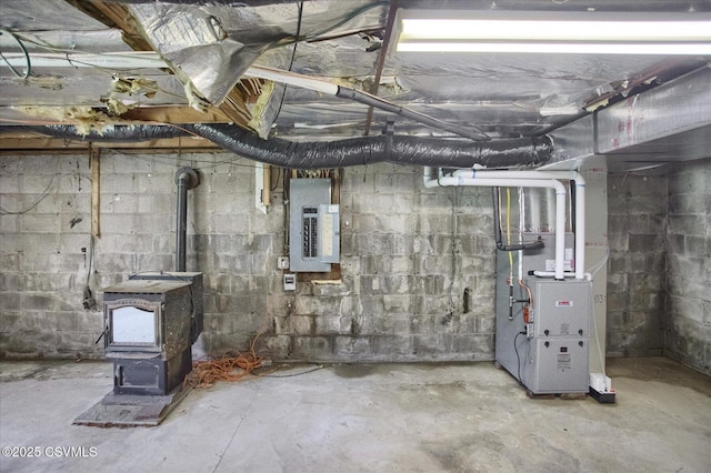 2196 Continental Blvd, Danville, PA 17821 - unfinished basement featuring electric panel and heating unit