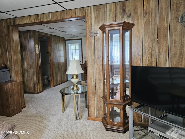 1605 W Montgomery St, Coal Township, PA 17866 - living room with wood walls and carpet