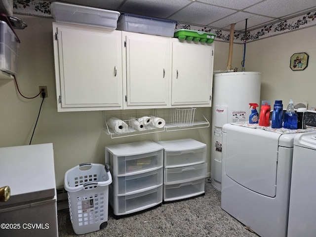 1605 W Montgomery St, Coal Township, PA 17866 - laundry room with cabinet space, water heater, and washing machine and dryer