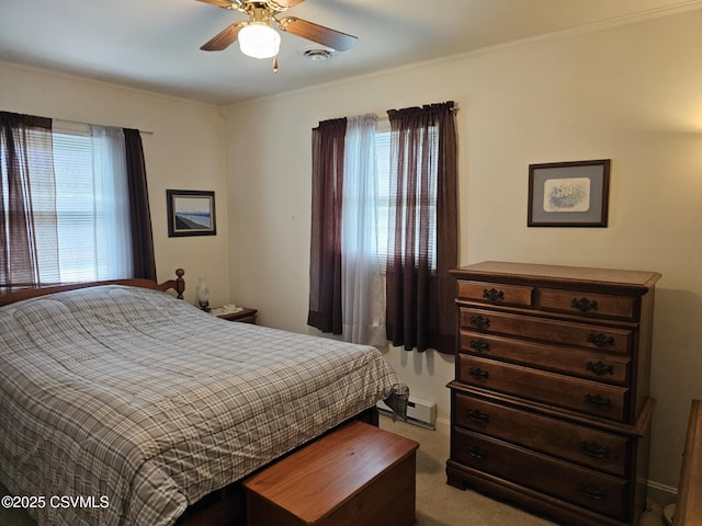 1605 W Montgomery St, Coal Township, PA 17866 - carpeted bedroom with a baseboard radiator and a ceiling fan