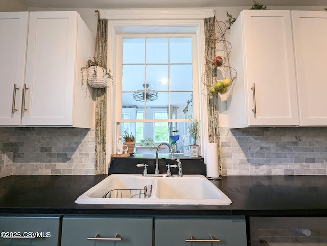 2852 State Route 487, Orangeville, PA 17859 - kitchen featuring a sink, dark countertops, and white cabinetry