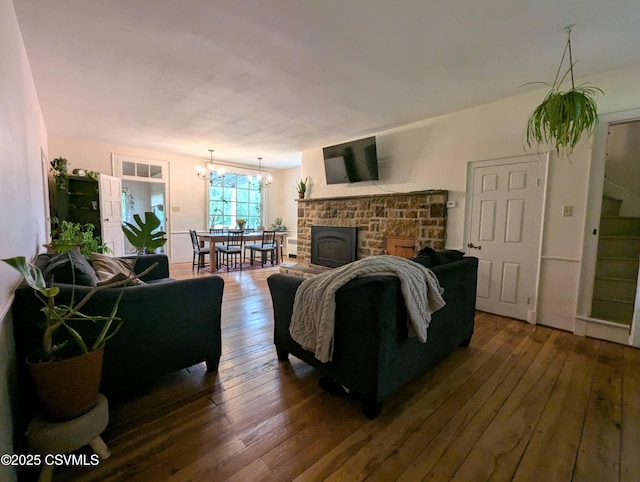 2852 State Route 487, Orangeville, PA 17859 - living room with dark wood-type flooring and a chandelier