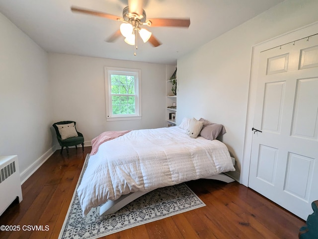 2852 State Route 487, Orangeville, PA 17859 - bedroom featuring radiator, hardwood / wood-style floors, baseboards, and ceiling fan