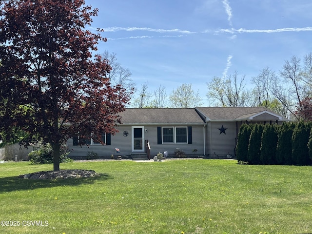 220 Spring Lake Crst, Watsontown, PA 17777 - ranch-style home with a front lawn, entry steps, and roof with shingles