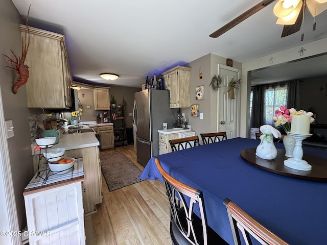 220 Spring Lake Crst, Watsontown, PA 17777 - dining area featuring ceiling fan and light wood-style floors