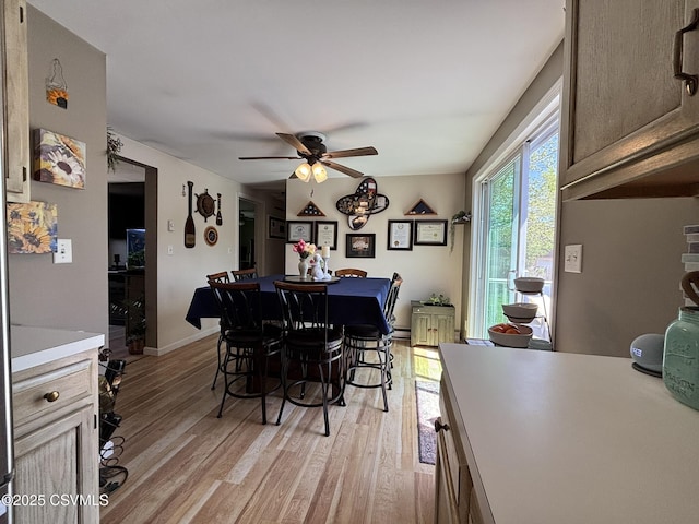 220 Spring Lake Crst, Watsontown, PA 17777 - dining area featuring ceiling fan and light wood finished floors
