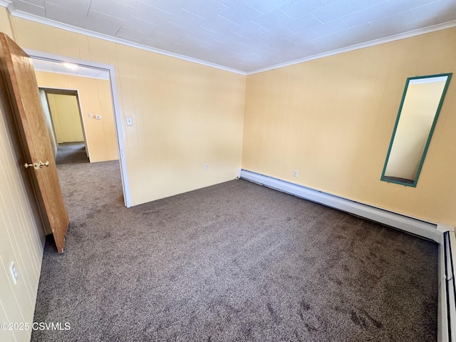 338 W Saylor St, Atlas, PA 17851 - spare room with carpet flooring, ornamental molding, a baseboard heating unit, and a baseboard radiator
